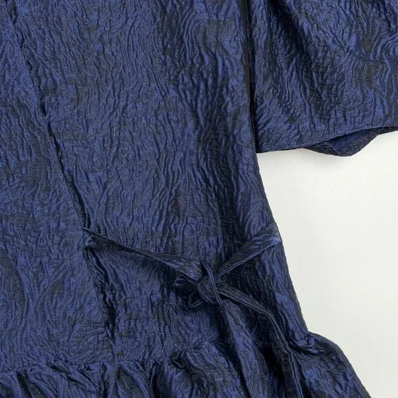 Moon River Women's Navy Blue Puff Sleeve Bubble Hem Mini Dress XS Romantic Chic - Picture 5 of 9